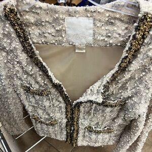 McGinn Ivory Textured Blazer with Metallic Accents